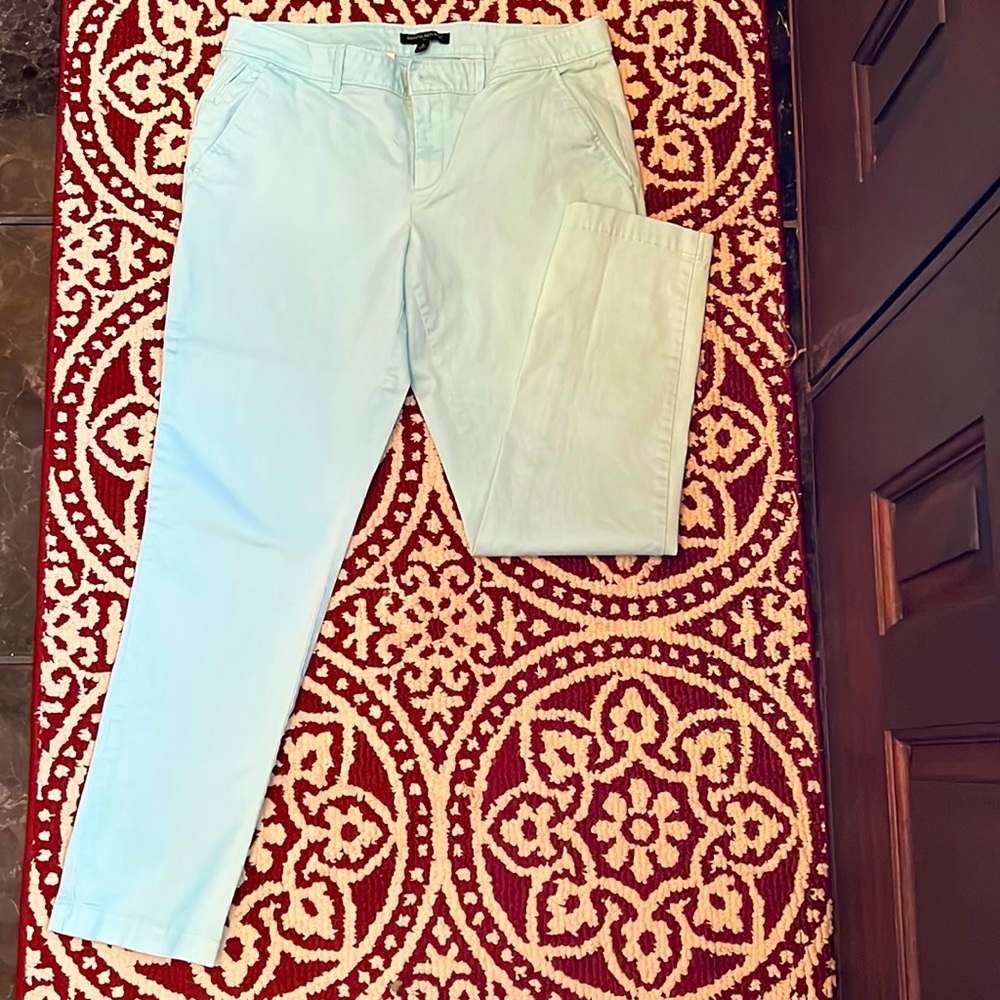 Casual khaki pants in light blue color, straight leg